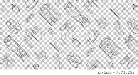 Men's casual business fashion. Seamless pattern for Father's Day gifts. Line art. Swatch pattern registration 75735282