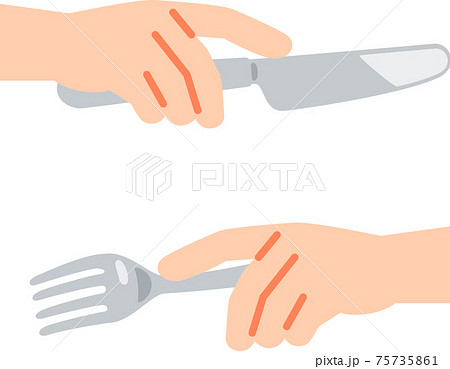 ナイフとフォークを持つ手のイラスト素材