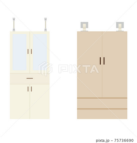 家具の転倒防止 ポール・金具の使用例のイラスト 家具の転倒防止 ポール・金具の使用例のイラスト 75736690