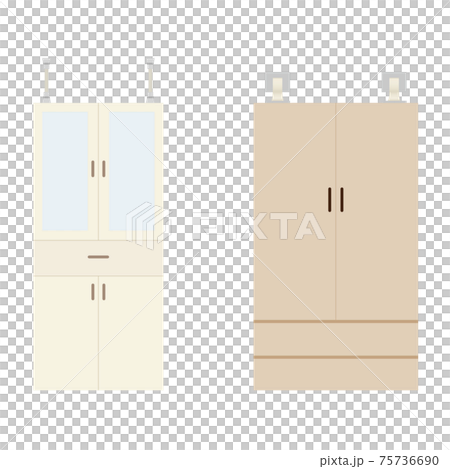 家具の転倒防止 ポール・金具の使用例のイラスト 家具の転倒防止 ポール・金具の使用例のイラスト 75736690