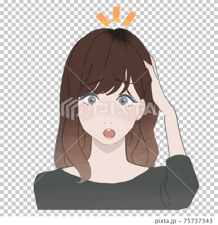 A woman whose colored hair has grown and turned into a pudding with the color of her hair 75737343