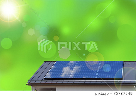 エコイメージ エコ住宅と緑と太陽 エコイメージ エコ住宅と緑と太陽 75737549