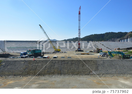 2020年、釜石駅から陸前山田駅までの三陸鉄道リアス線風景と車窓からの風景 75737902