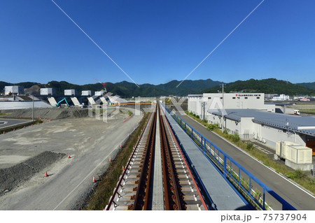 2020年、釜石駅から陸前山田駅までの三陸鉄道リアス線風景と車窓からの風景 75737904