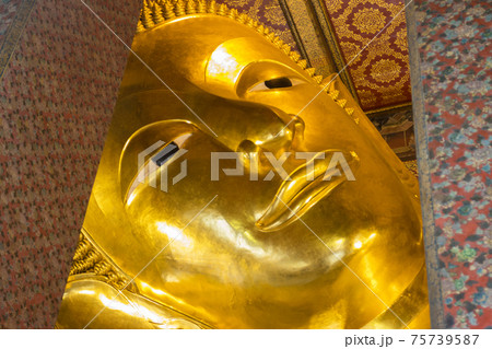 Wat-Pho,Bangkok Thailand :- March 12, 2021  Wat Pho as the oldest temple is home to a pair,  popular with visitors that 75739587