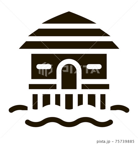 Bungalow House On Water Icon Vector 75739885