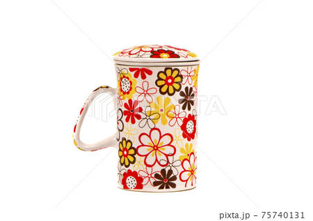 ornamental ceramics cup for tea on white ornamental ceramics cup for tea on white 75740131