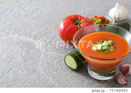 Traditional Spanish gazpacho soup Traditional Spanish gazpacho soup 75740495
