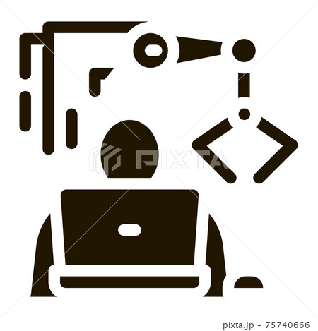 Programming Robot Icon Vector Glyph Illustration 75740666