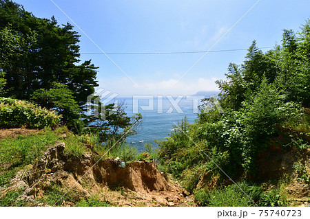岩手県の重茂半島線、魹ヶ崎の風景 岩手県の重茂半島線、魹ヶ崎の風景 75740723