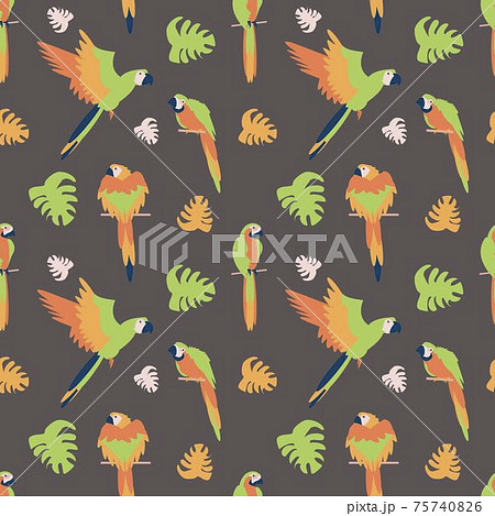 Tropical parrot seamless pattern flat illustration Tropical parrot seamless pattern flat illustration 75740826