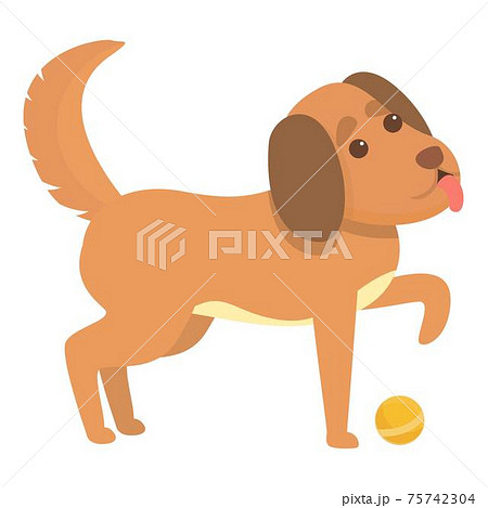 Playful Dog With Dog Icon Cartoon Styleのイラスト素材