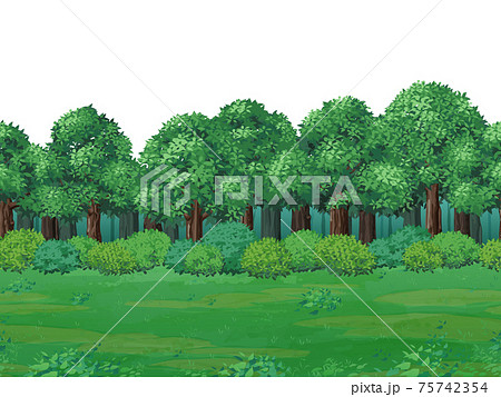 森と草原の風景イラスト 背景 シームレスのイラスト素材