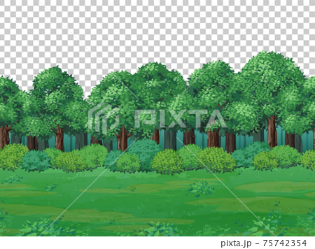森と草原の風景イラスト 背景 シームレスのイラスト素材