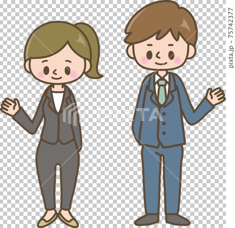Illustration of men and women in suits Illustration of men and women in suits 75742377