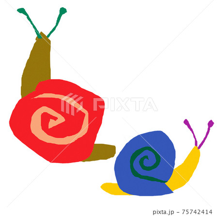 でんでん虫がおそろいでお出まし バックに色を入れるとステキです のイラスト素材