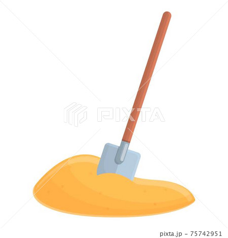 Shovel pile sand icon, cartoon style Shovel pile sand icon, cartoon style 75742951