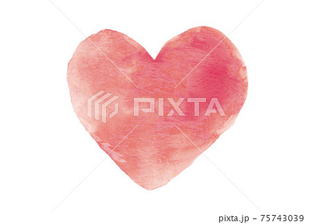 water color 水彩 ハート ピンク 可愛い ベクター イラスト 手描き 75743039
