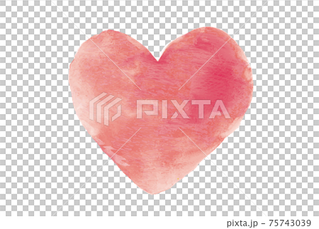 water color 水彩 ハート ピンク 可愛い ベクター イラスト 手描き 75743039