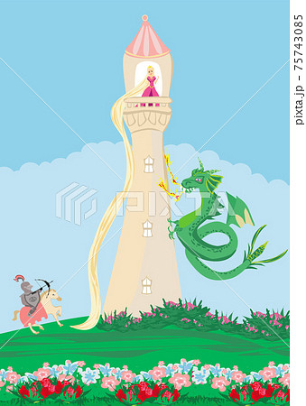 Dragon Attacks The Castle In Which The Princess のイラスト素材