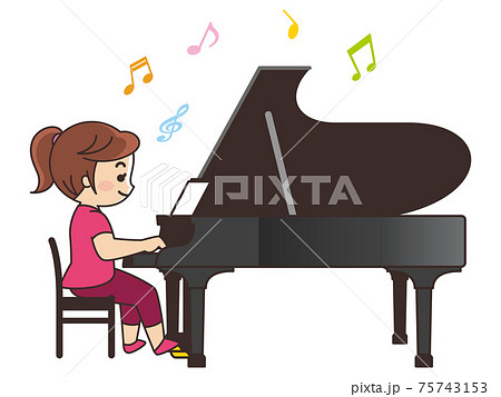 ピアノを演奏する女性 ピアニストのイラスト素材
