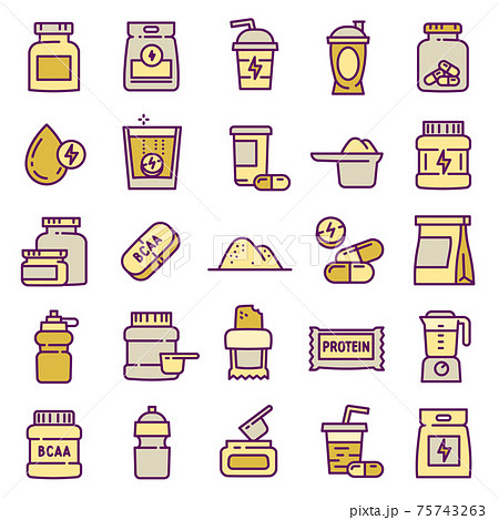 Sport nutrition icons set, outline style 75743263