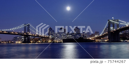 NYC at Night Between the Bridges 75744267