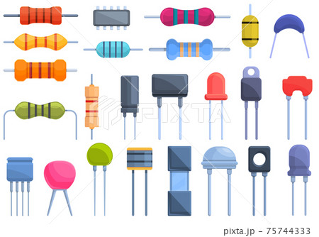 Resistor icons set, cartoon style 75744333