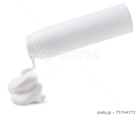 Shaving foam flies on a white background, isolated. Mockup Shaving foam flies on a white background, isolated. Mockup 75744772
