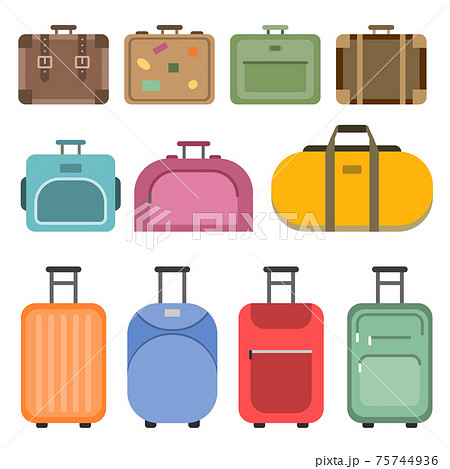 Different handle bags and travel suitcases. Pictures in flat style 75744936