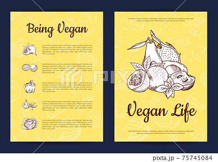 handdrawn fruits and vegetables card, brochure, flyer template handdrawn fruits and vegetables card, brochure, flyer template 75745084