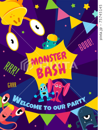 Monster bash. Party card. Invitation poster. template. 75745145