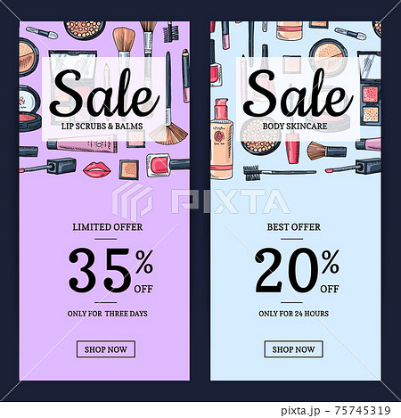 sale banners for beauty shop with hand drawn makeup sale banners for beauty shop with hand drawn makeup 75745319