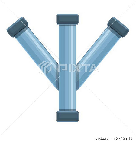 Triple pipe icon, cartoon style 75745349