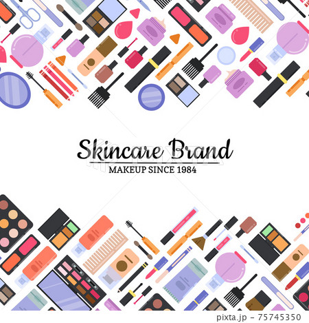 flat style makeup and skincare background 75745350