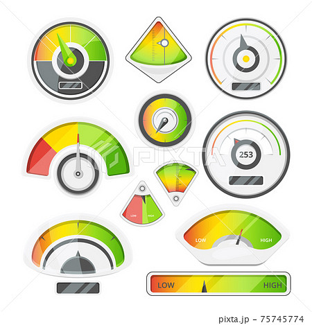Different speed indicators. pictures of speedometers and tachometers Different speed indicators. pictures of speedometers and tachometers 75745774