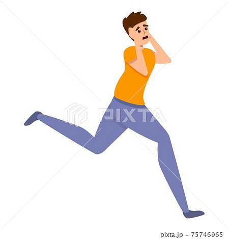 Frightened running boy icon, cartoon style Frightened running boy icon, cartoon style 75746965