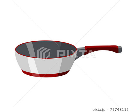 Cooking pan colorful vector illustration. Isolated icon of skillet cookware for cooking. Utensils symbol design for frying food processing Cooking pan colorful vector illustration. Isolated icon of skillet cookware for cooking. Utensils symbol design for frying food processing 75748115