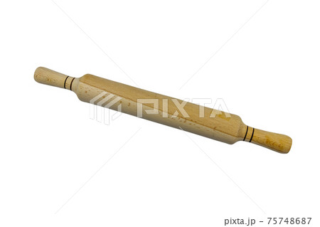 Wooden rolling pin isolated on white background 75748687