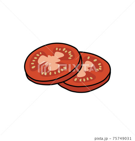 tomato slices doodle icon, vector color illustration 75749031