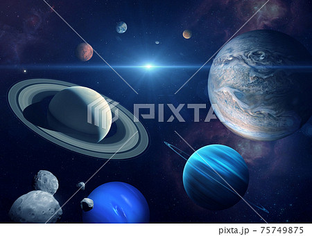 Solar system planet and sun. Solar system planet and sun. 75749875