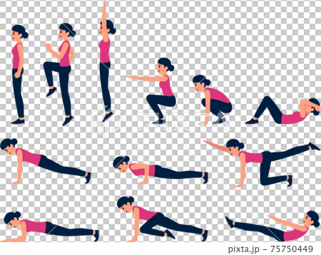 Woman exercise illustration set Woman exercise illustration set 75750449