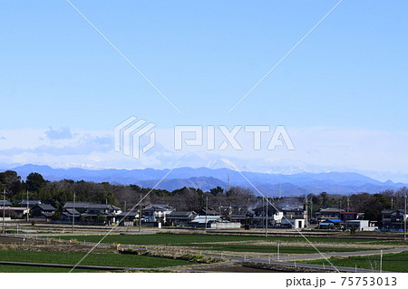 群馬 利根川河川敷から見た風景 群馬 利根川河川敷から見た風景 75753013