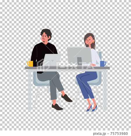 ITコミュニケーション　ビジネスコンセプト　テレワークのイラスト 75753980