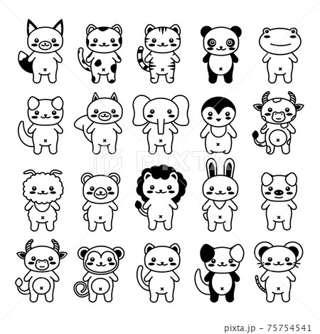 editable line, stroke. Hand Drawn vector illustration character. cute pet animal. Doodle cartoon style. Funny baby kids print. Outline symbol. Isolated vector illustration. Kawaii animal. editable line, stroke. Hand Drawn vector illustration character. cute pet animal. Doodle cartoon style. Funny baby kids print. Outline symbol. Isolated vector illustration. Kawaii animal. 75754541
