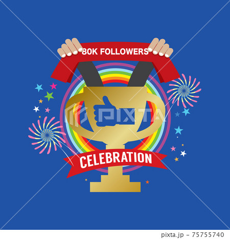 80k Likes Celebration Sign Symbol Vector Illustration. 80k Likes Celebration Sign Symbol Vector Illustration. 75755740