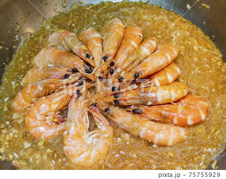 Close up shot of Shrimp Pot with Bean Threads Close up shot of Shrimp Pot with Bean Threads 75755929