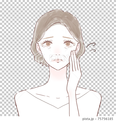 Middle-aged woman suffering from makeup collapse 75756185