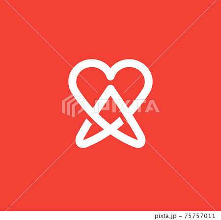Simple and Clean illustration Logo initial Mono line A with heart, Letter A heart logo icon	 75757011