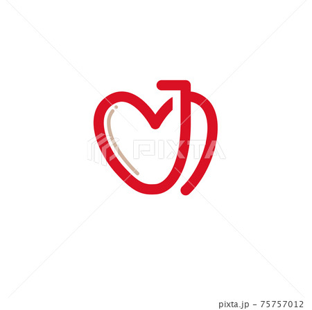 Simple and Clean illustration Logo initial Mono line j with heart, Letter j heart love logo icon	 75757012